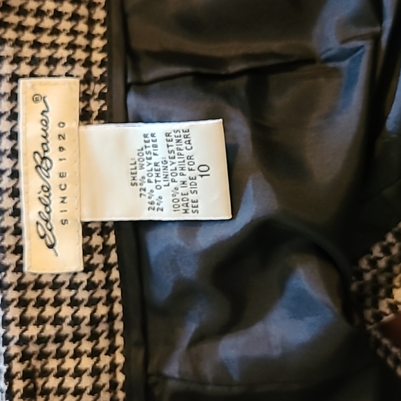 Eddie Bauer Black/White Houndstooth Wool Trousers/Pants sz 10 - Picture 9 of 10